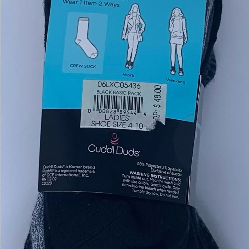 NWT Women’s Bundle of 3, 6-pack Cuddl Duds Casual Socks - Blue, Black, Gray (18)